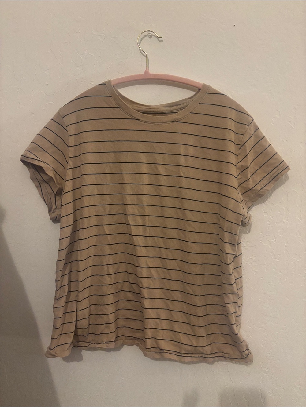 Universal Thread Beige Tee with Black Stripes